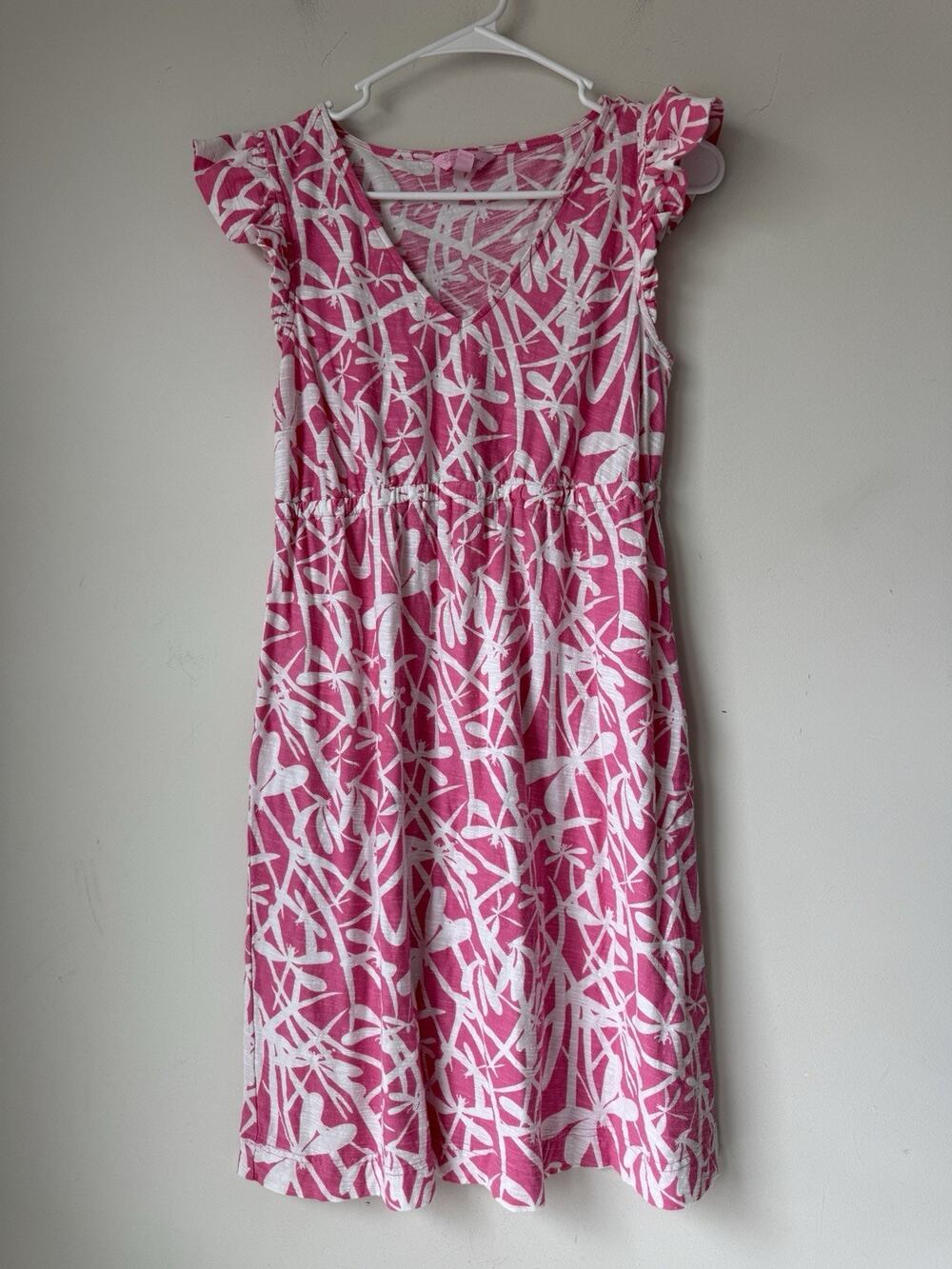 Lilly Pulitzer Briony Dress Pink S Dragonfly Print Midi
